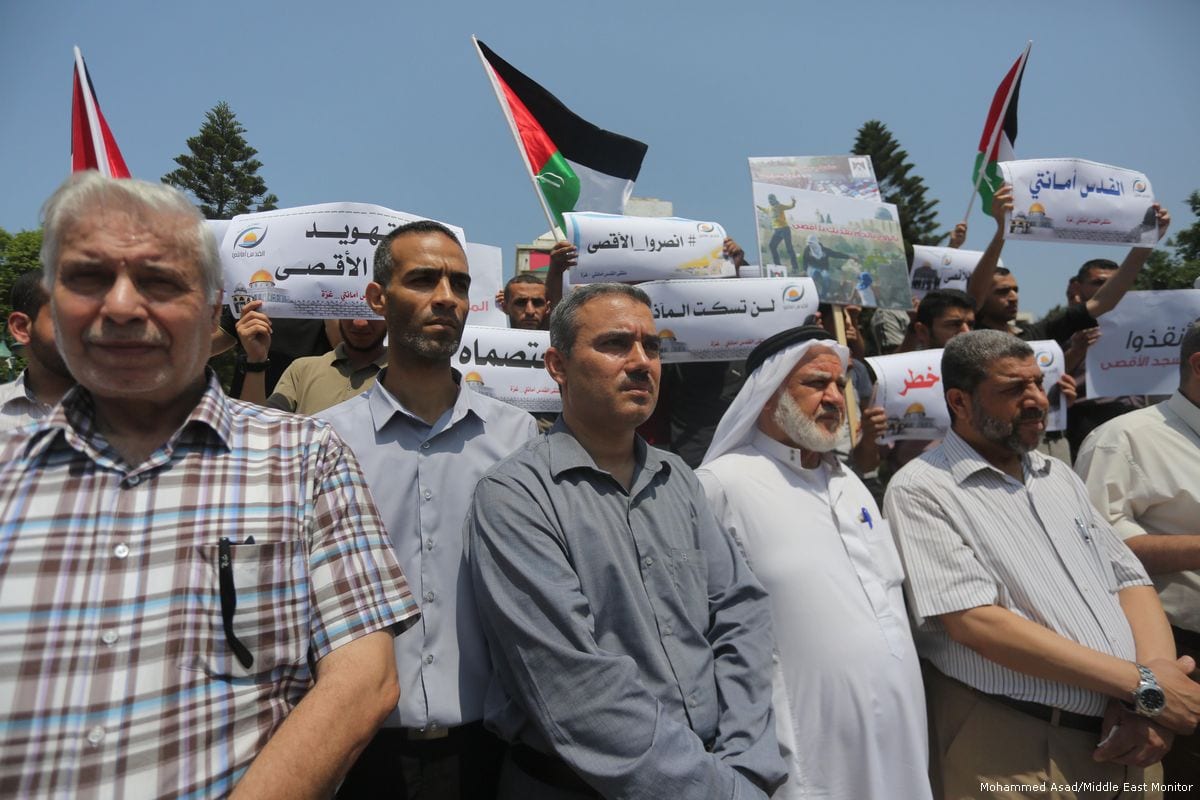 Palestinians in Gaza protest against Israeli violations against Al-Aqsa ...