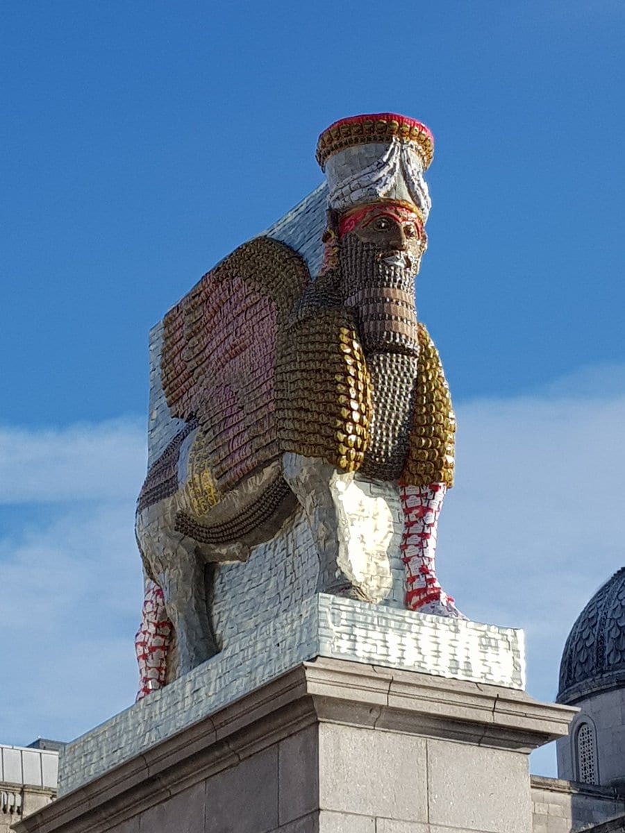 Recycled replica of Assyrian statue destroyed by Daesh unveiled in