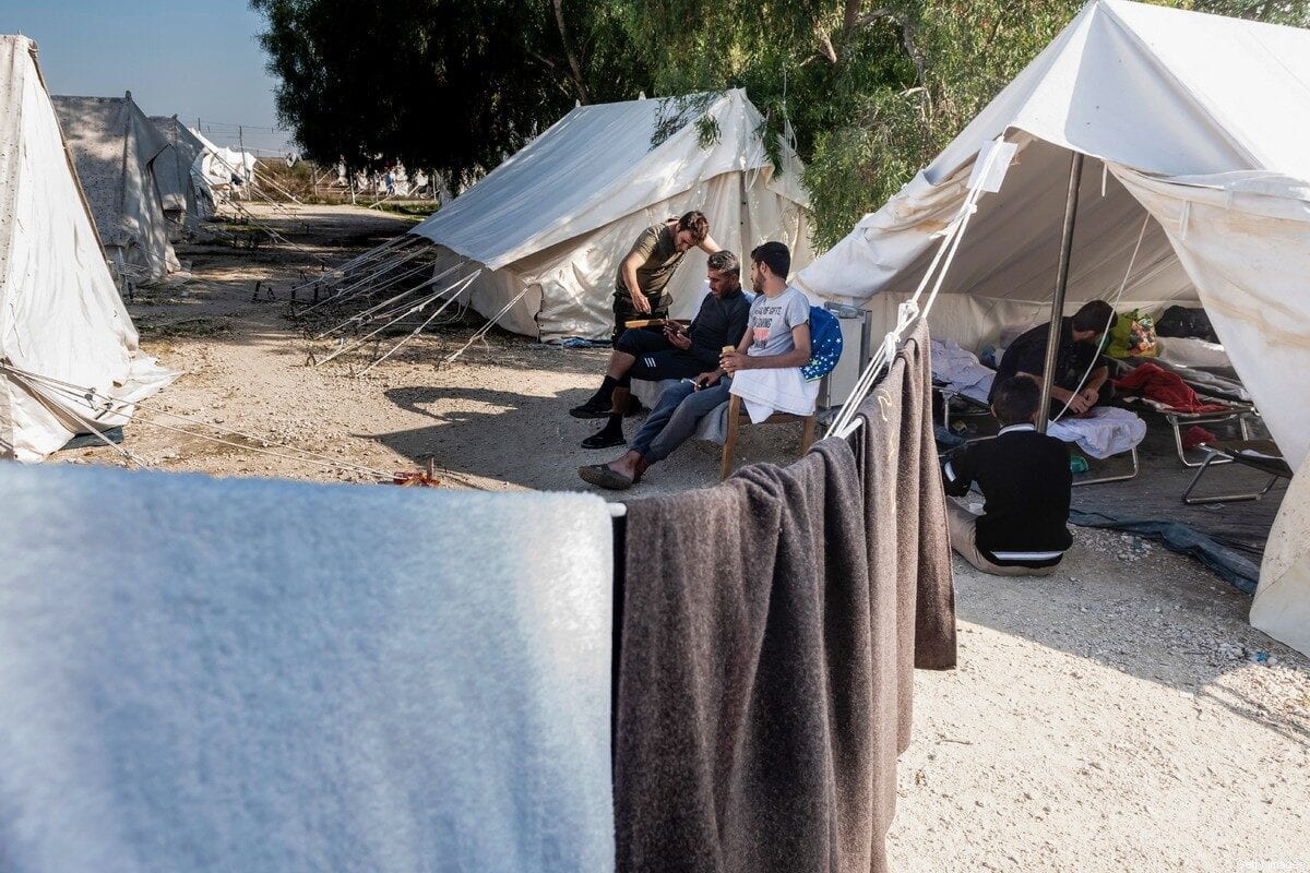 Syrian refugees inside a refugee camp on 5 November 2019 [IAKOVOS HATZISTAVROU/AFP/Getty Images]