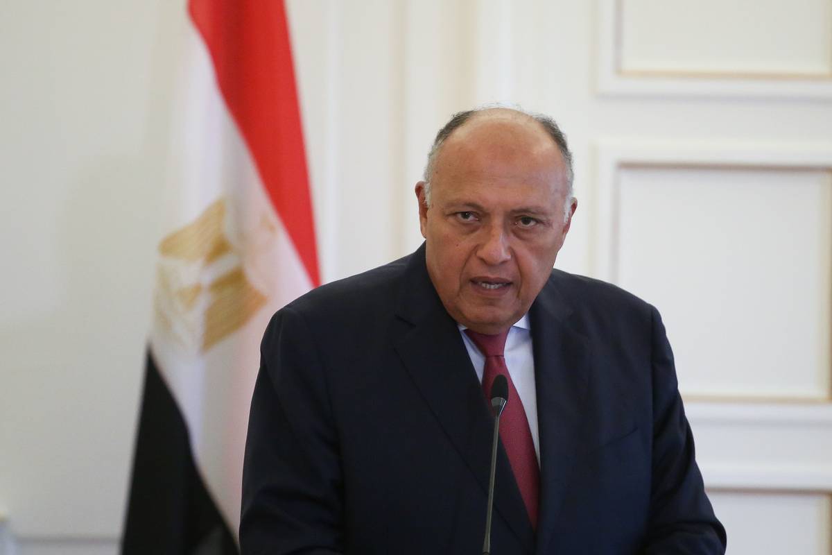 Egyptian Foreign Minister Sameh Shoukry on April 11, 2023 [Costas Baltas/Anadolu Agency]