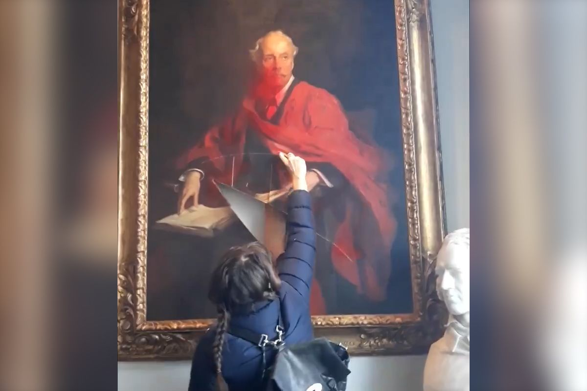 Pro-Palestine protesters slash Lord Balfour’s painting at University of ...